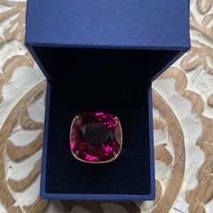 Swarovski Gold and Pink Gemstone Ring - size 7